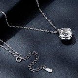 925 Sterling Silver Moissanite Pendant Necklace for Women, 39+5cm, Platinum Plated