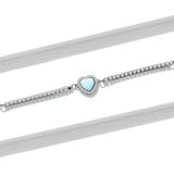 925 Sterling Silver Adjustable Bracelet with Translucent Opal and CZ for Women
