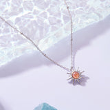 925 Sterling Silver Necklace with Natural Golden Sunstone, 40+5cm, Plated White Gold for Women