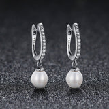 925 Sterling Silver Freshwater Pearl Earrings with Pavé Setting CZ for Women