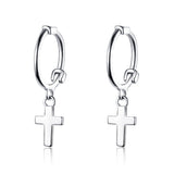 925 Sterling Silver Earrings Plated Platinum 1.9*0.5cm for Women