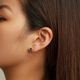 925 Sterling Silver Earrings with CZ and Oxidized Finish for Women