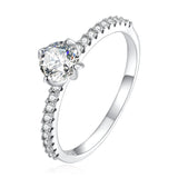 925 Sterling Silver Plated Platinum 0.60 Carat Zircon Ring Size 6 for Women