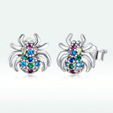 925 Sterling Silver Earrings with Pavé Setting CZ, Oxidized Silver, 0.7*0.8 cm for Women