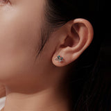 925 Sterling Silver White Gold Plated 1.0x0.7cm CZ Earrings for Women