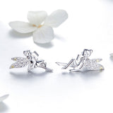 925 Sterling Silver Stud Earrings with CZ, 1.2 x 1.5cm & 1.5 x 0.9cm, Women