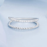 925 Sterling Silver Ring 6.0 Size with Pavé Setting CZ