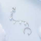 925 Sterling Silver Earrings with Pave Setting CZ - White Gold Plated for Women