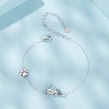 925 Sterling Silver & Plated White Gold Adjustable Bracelet for Women