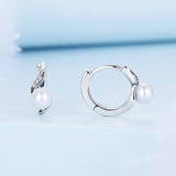 925 Sterling Silver Earrings with Quality Shell Pearl and Oxidized Silver for Women