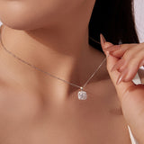 925 Sterling Silver Moissanite 1.4x1.0cm White Gold Plated Necklace 40+5cm for Women