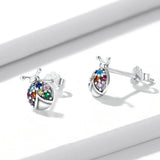 925 Sterling Silver Earrings with Oxidized Finish and Pavé Setting CZ