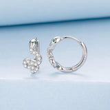 925 Sterling Silver Hoop Earrings with White Gold Plating and CZ Stones