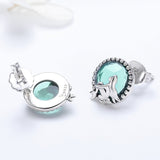S925 Oxidized Silver Transparent Glass Earrings for Women