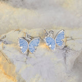 925 Sterling Silver Enamel White Gold Plated Earrings for Women - 1.0x1.2cm