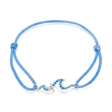 925 Sterling Silver Adjustable White Gold Bracelet with CZ Pendants for Women