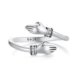 925 Sterling Silver Oxidized Pavé CZ Ring