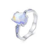 925 Sterling Silver Enamel 10x8mm CZ Ring Size 6 for Women