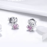 925 Sterling Silver Earrings with Pavé Setting and Oxidized Finish for Women