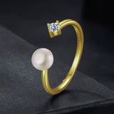 925 Sterling Silver Moissanite Quality Shell Pearl Ring for Women - Size E