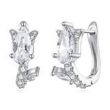 925 Sterling Silver Earrings with White Gold Plating and CZ