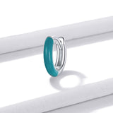 925 Sterling Silver Enamel Earrings 0.7cm for Women