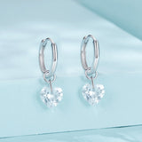 925 Sterling Silver Earrings with Pavé Setting CZ and White Gold Plating for Women