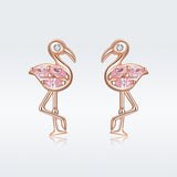 925 Sterling Silver 1.5x0.7cm Plated Rose Gold CZ Earrings for Women