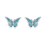 925 Sterling Silver Enamel Oxidized Earrings Size 0.7*1.1cm for Women