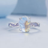 925 Sterling Silver Enamel 10x8mm CZ Ring Size 6 for Women