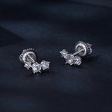 925 Sterling Silver Moissanite 0.01 Carat Earrings Size 4*9mm for Women