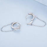 925 Sterling Silver Earrings with Pavé Setting and Platinum Plating, 2.7 x 0.6 cm for Women