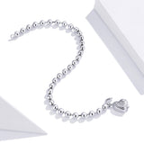 925 Sterling Silver Bracelet with Pavé Setting CZ and Platinum Plating, 17cm for Women