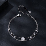 925 Sterling Silver 5.0mm Moissanite Bracelet with CZ and White Gold Plating for Women