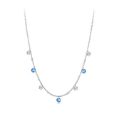 925 Sterling Silver & White Gold Plated Adjustable Layered CZ Necklace for Women
