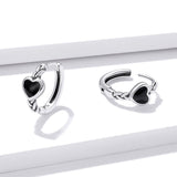 925 Sterling Silver Oxidized Enamel Earrings for Women - 1.2*0.5 cm