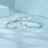 925 Sterling Silver Bracelet with Pavé Setting CZ, 170+50mm Length, White Gold Plated for Women
