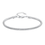925 Sterling Silver Plated Platinum Bracelet with Adjustable Length for Women