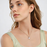 925 Sterling Silver White Gold Plated Necklace with CZ Pendant for Women