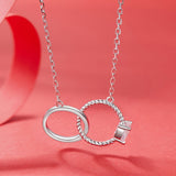 925 Sterling Silver White Gold Plated 40+5cm Necklace with Pavé CZ for Women
