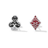 925 Sterling Silver Oxidized Enamel Plum Blossom Earrings for Women - 1.2 x 1.0 cm
