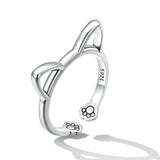 925 Sterling Silver Oxidized Paw Design Ring
