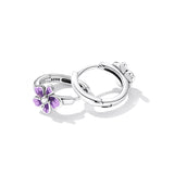 925 Sterling Silver Enamel Earrings with CZ - 1.2x0.7cm, Oxidized Finish for Women