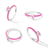 925 Sterling Silver Enamel Pavé CZ Ring Size 7 for Women