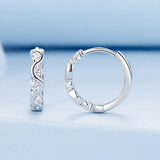 925 Sterling Silver Earrings with Platinum Plating and CZ - Stylish and Elegant Design for Women