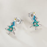 925 Sterling Silver Enamel Pavé CZ Earrings for Women