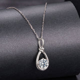 925 Sterling Silver 1 Carat Moissanite Necklace with White Gold Plating - 40+5cm Length for Women