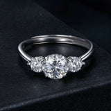 925 Sterling Silver Moissanite 6.5mm 1ct Ring, Size E for Women