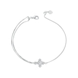 925 Sterling Silver White Gold Plated Bracelet with CZ Pendant 200mm for Women