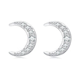 925 Sterling Silver Earrings with Pavé Setting CZ, 0.8*0.6cm for Women